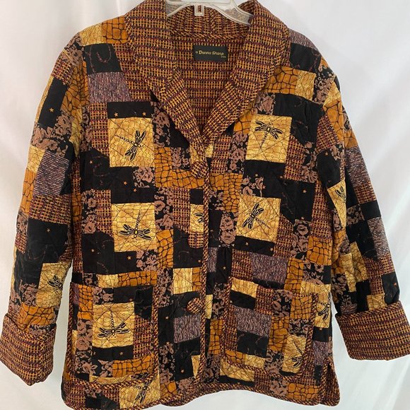 Donna Sharp Vintage Quilted Patchwork Dragonfly Blazer Jacket EUC Women's Size M - Picture 5 of 12